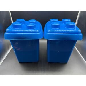 LEGO Storage Brick Containers Blue Stackable Box Lot of 2 Toy Organizer